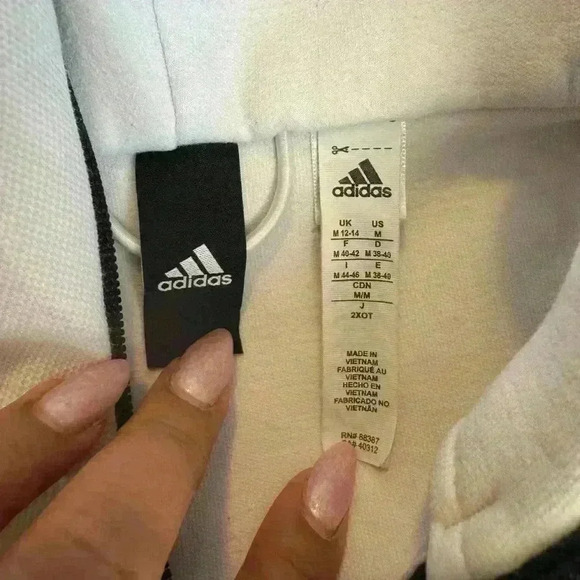 Adidas Women’s ZNE Jacket With Thumb Holes In White Color. - Picture 12 of 14